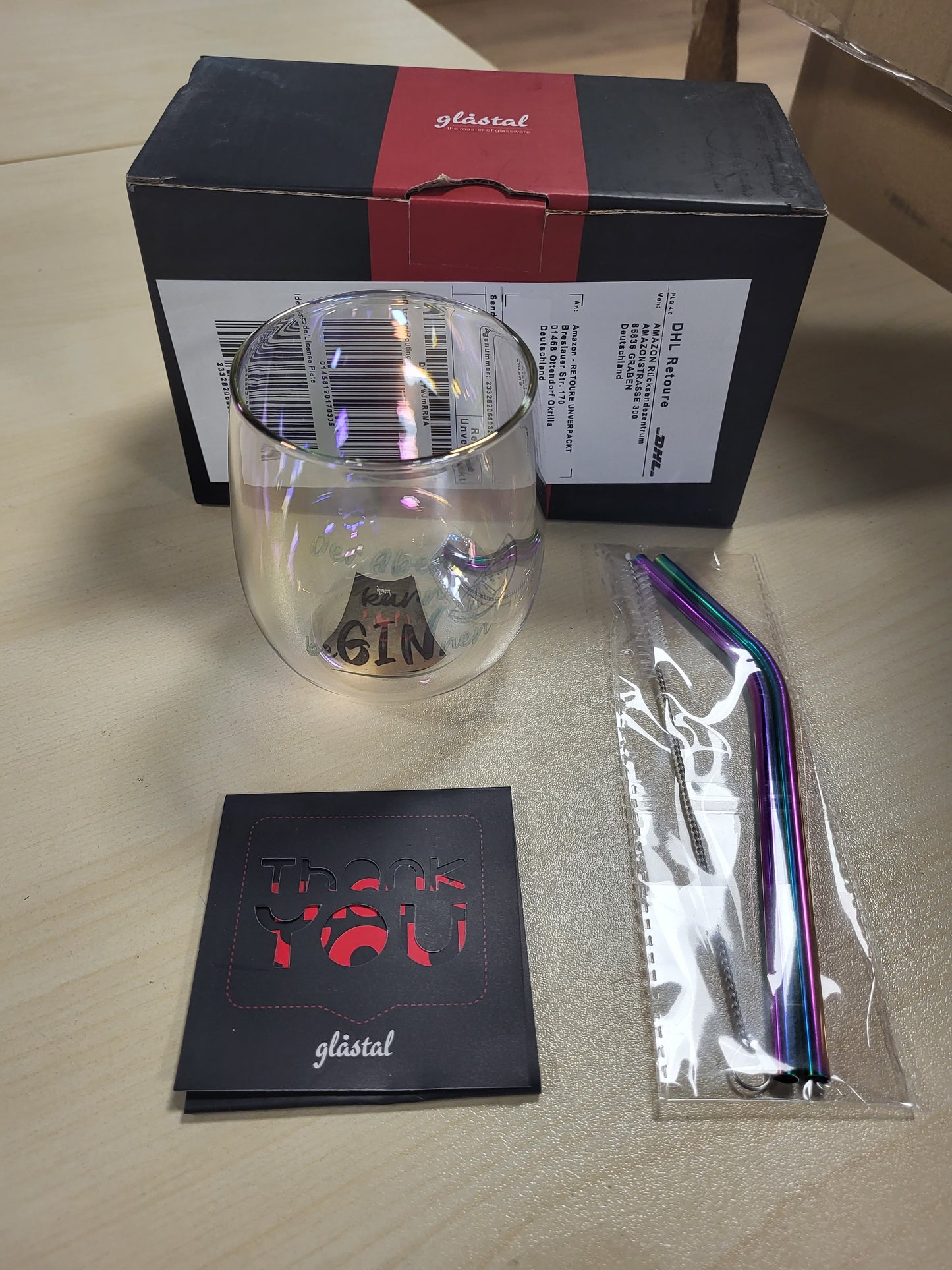 168709 - GOTA - Seti i 2 gotave për xhin dhe tonik, kapacitet 450ml, materiali - glastal, dizajn shumëngjyrësh me thënie, për dashamirësit e xhinit, dhuratë për ditëlindje, Ditën e Shën Valentinit dhe Krishtlindje