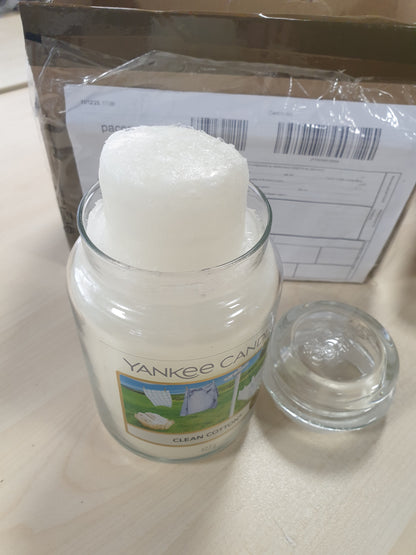 187630 - YANKEE CANDLE Qiri Aromatik në Kavanoz të Madh me Aromën e Pambukut të Pastër, Kapaciteti i Djegies deri në 150 Orë, Ideale për Dhuratë