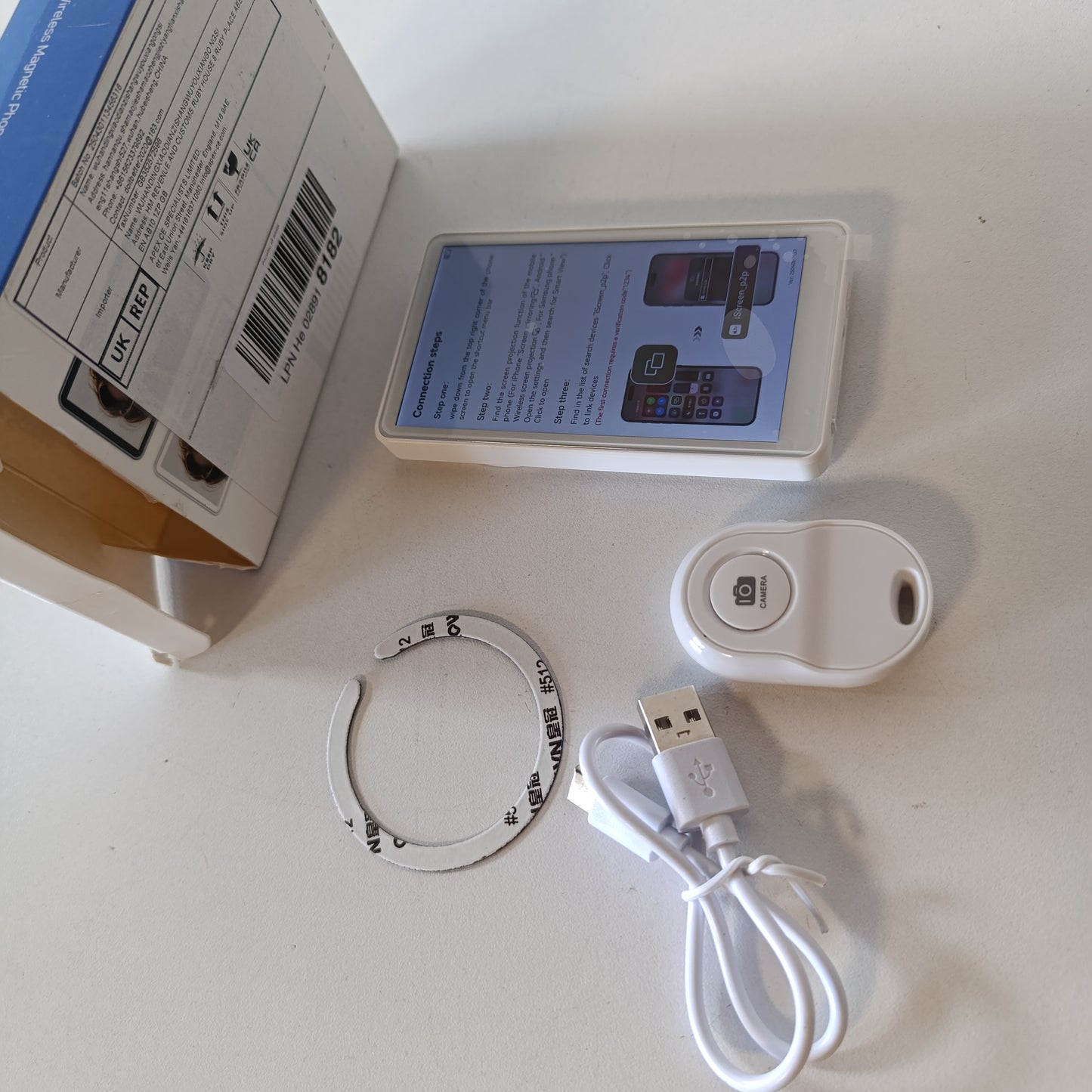 266434 - Monitor pa tel për selfie, ekran magnetik 4.02 inç, 1800 mAh, i pajtueshëm me iPhone dhe Android
