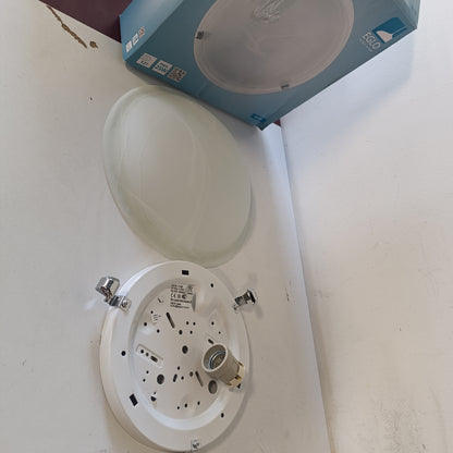 215837 - EGLO Llambë tavani Salome, dritë tavani klasike me 1 dritë, llambë dhome ndenjeje prej metali dhe qelqi alabastri, llambë kuzhine me ngjyrë kromi, llambë tavani korridori me prizë E27, Ø 30 cm