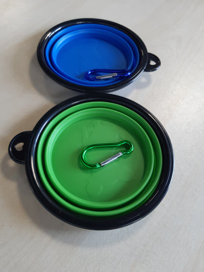 264112 - SLSON Tasa udhëtimi me 2 pjesë të palosshme për qen, kapacitet 350 ml, ngjyrat blu dhe jeshile, të papërshkueshme nga rrjedhjet