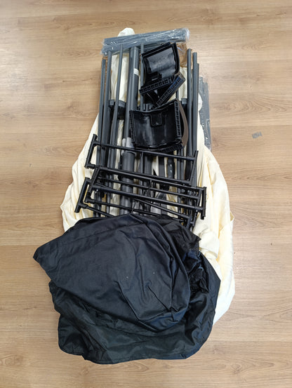 244562 - VIDA XL Çadër Dielli me Dy Koka, Ngjyrë e Bardhë Rëre 449x265 cm