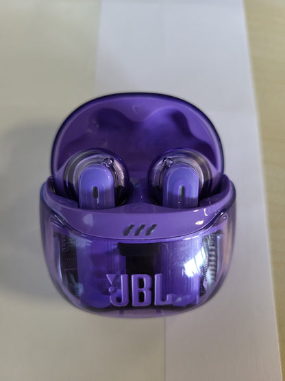 267822 - JBL Kufje Tune Flex Ghost 2, pa tel Bluetooth në vesh me anulim zhurmash, kohë riprodhimi 48 orë, rezistente ndaj ujit dhe pluhurit IP54, lidhje me shumë pika, dizajn ergonomik, Purple Ghost