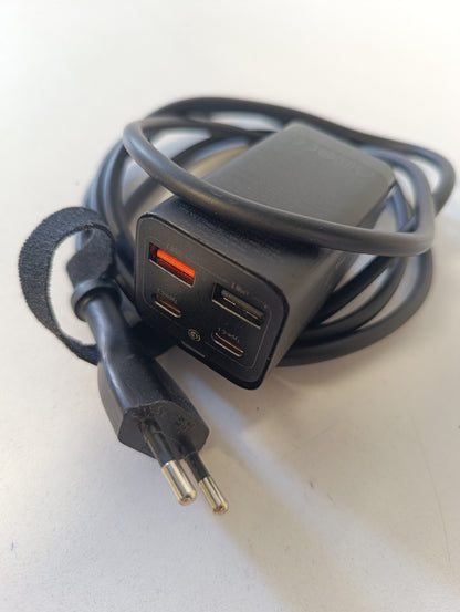 266232 - BASEUS Karikues i shpejtë USB-C 65W, Bllok muri PD GaN3 i shpejtë, Stacion karikimi me 4 porta [2 USB-C + 2 USB] me kabllo AC 5ft për MacBook Pro/Air, laptopë USB-C, iPhone 13/12, Samsung Galaxy