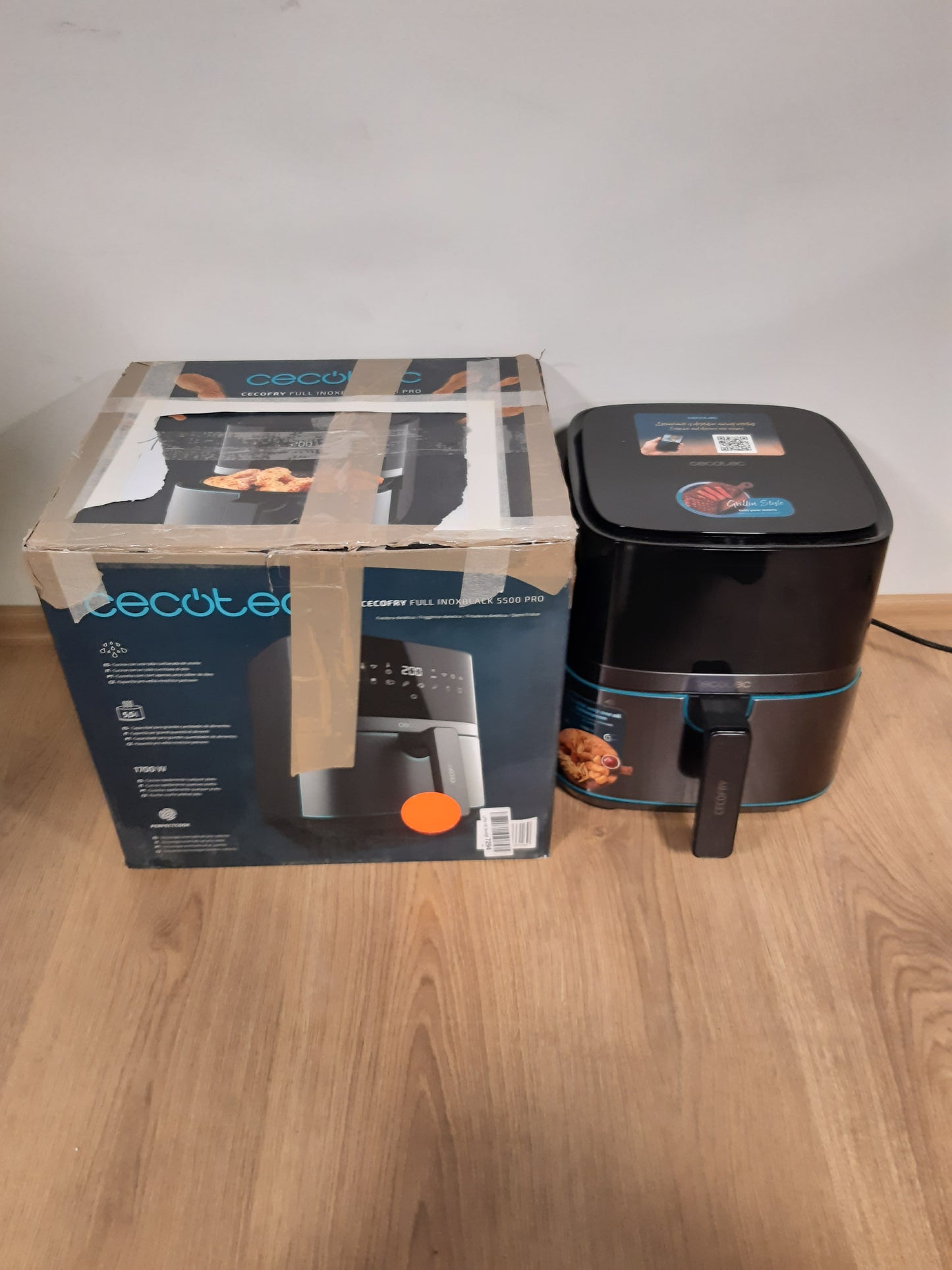 144364 - CECOTEC - Fritezë me Ajër të Nxehtë Cecofry Full InoxBlack Pro 5500, Kapacitet 5.5L, 1700W, Çelik Inox, Kompakte, Dixhitale, pa Vaj, me Teknologji PerfectCook, Termostat