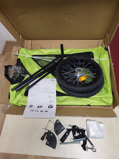 244938 - VIDA XL Rimorkio për biçikleta për kafshë shtëpiake, ngjyrë jeshile Oxford dhe hekur