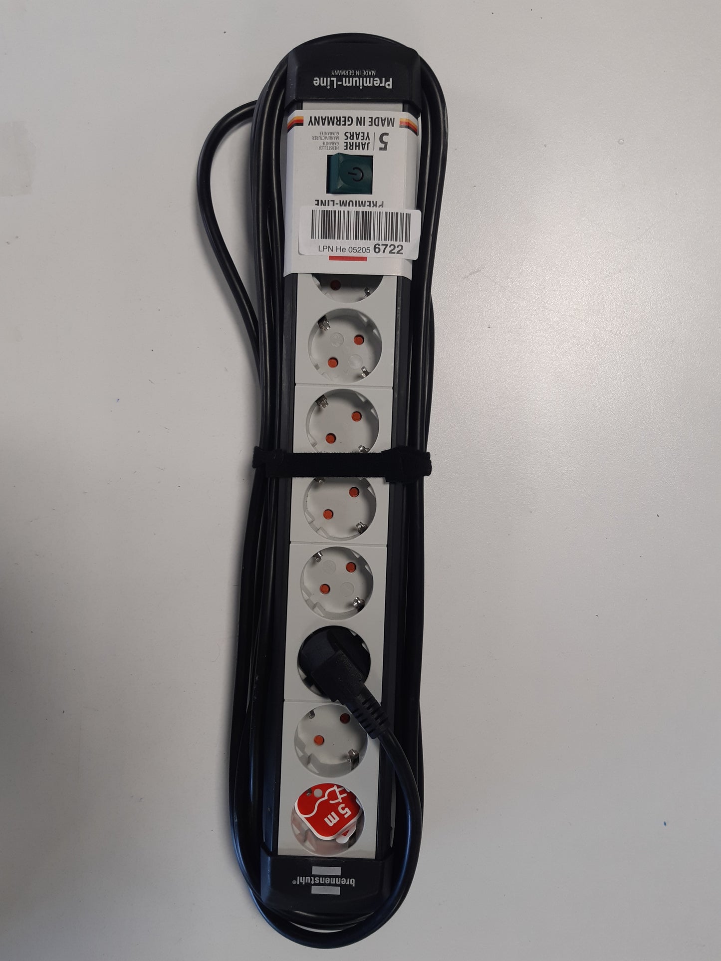 252491 - Brennenstuhl Premium-Line Shirit elektrik me 8 drejtime, kabllo 5 m, e zezë/gri