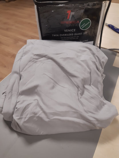 226493 - TRIBECA LIVING Set mbulesash jorgani VENICEDUVET, ngjyrë e vetme, madhësi Queen, gri argjendi