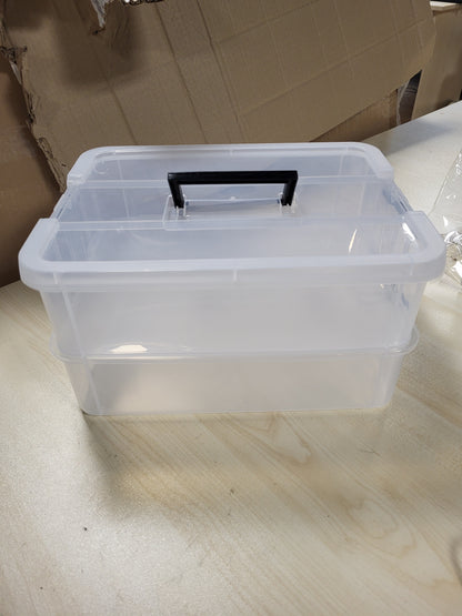 214628 - CREAHAUS Kuti plastike ruajtjeje me 2 shtresa me kapakë, kuti transparente transporti dhe grumbullimi