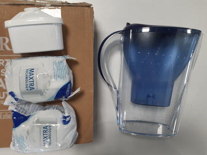 232336 - BRITA Enë filtri uji blu Marella (2.4l) me 3 fishekë MAXTRA PRO, kapak me mentesha