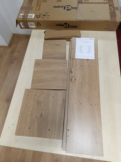 244846 - VIDAXL Stendë Ekspozimi me Hapësirë Ruajtjeje Lisi Artizanal 31x30x90 cm Dru i Inxhinierizuar