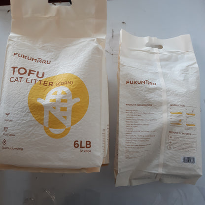 256453 - FUKUMARU Granula për mbeturina mace me tofu natyrale, pa aromë, 24L, pa pluhur, që grumbullohet shpejt, e lehtë, me gjurmë të ulëta, kontrollon erën