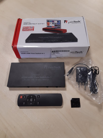 188686 - FEINTECH VAX04101A - Ndërprerës HDMI eARC 4x1, Ekstraktor Audio për eARC-Soundbar, 3 Mediaplayer dhe 1 Ekran, Sopoti 4K 60Hz, HDR, Dolby Vision, Dolby Atmos, DTS