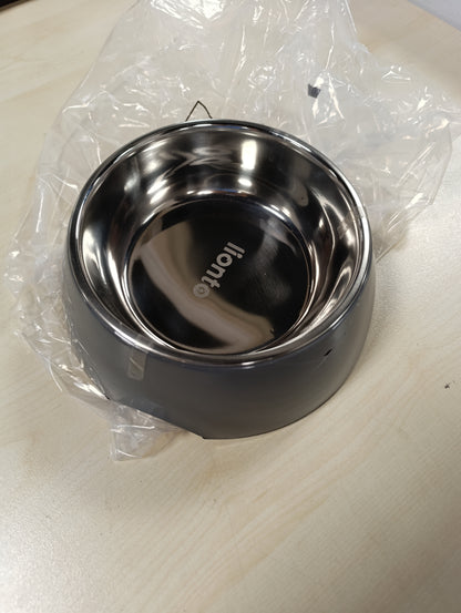 252777 - LIONTO Enë për kafshë shtëpiake prej melamine 940 ml me bazë anti-rrëshqitëse, e bërë nga çelik inox i fortë, dizajn ergonomik, për qen dhe mace, gri