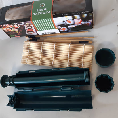 216510 - LUXECOVE Set Sushi me 4 pjesë, Makinë Shumëfunksionale Sushi, e përshtatshme për të bërë topa orizi, Bazooka me topa orizi, Set për fillestarë