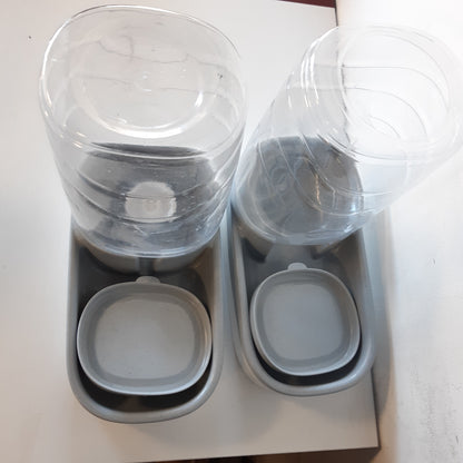 255823 - EDIPETS Dispensues Automatik Ushqimi për Kafshë Shtëpiake, 2 Njësi, 3.8 L, Tas Ushqimi dhe Uji (Gri)