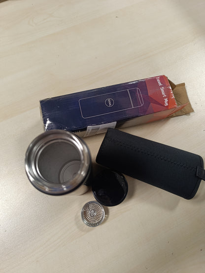 219636 - HOMEALEXA Termos 500ml, Gotë/Shishe uji e izoluar me vakum nga çelik inox 304, Ekran LED me prekje për temperaturën, e përshtatshme për shtëpi, zyrë, udhëtime, sporte (A-E zezë)
