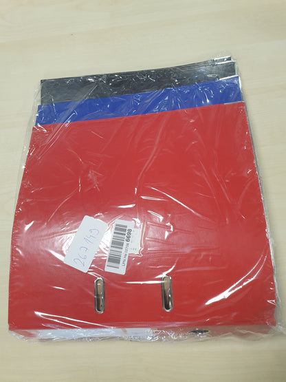 267149 - ESSELTE Dosje me levë Essentials, Pako me 3 copë, Kurriz 75 mm, A4, PP, Blu, E zezë dhe E kuqe, 628327