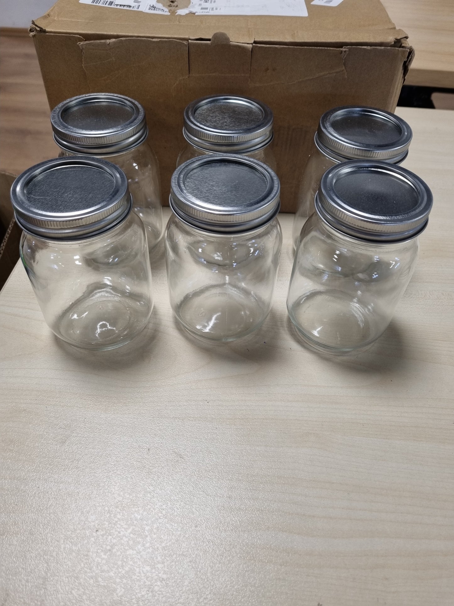 224107 - Kavanoza ZANFQVO 500ml Mason, 6 copë, me kapak të ndarë për ruajtje perimesh dhe ëmbëlsirash