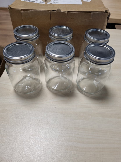 224107 - Kavanoza ZANFQVO 500ml Mason, 6 copë, me kapak të ndarë për ruajtje perimesh dhe ëmbëlsirash
