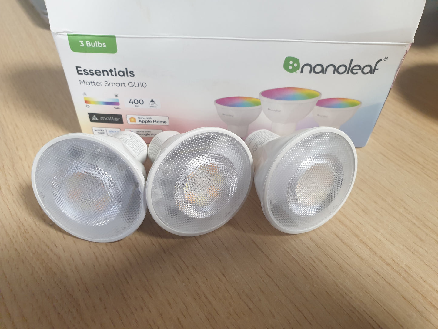 221329 - Nanoleaf Llambë ndriçimi Matter Essentials 3 llamba LED inteligjente RGBW GU10 Matter over Thread llamba LED Bluetooth me 16 milionë ngjyra Sinkronizim ekrani Funksionon me Alexa Google Home Apple Dekor dhe Lojëra
