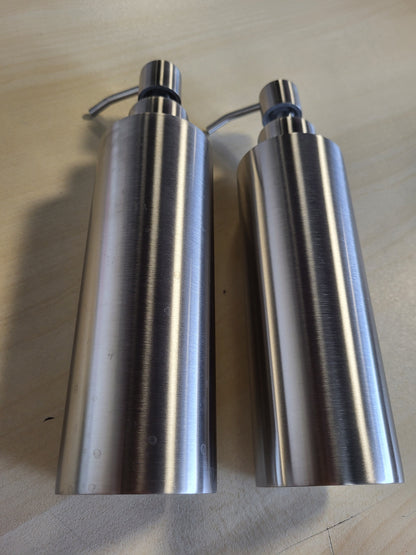 185356 - RELAXDAYS Dispenser Sapuni 2X, Kapacitet 300ml, Çelik Inox, i Rimbushshëm, Përdorim për Sapun, Xhel Dushi, në Banjo dhe Kuzhinë, Argjend