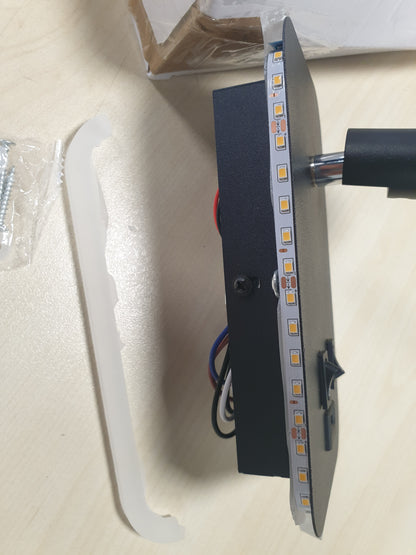 222562 - URBANHOMES Llambë Leximi LED 3W+9W, Dritë Muri për Lexim të Brendshëm, Port Karikimi USB, e Zezë