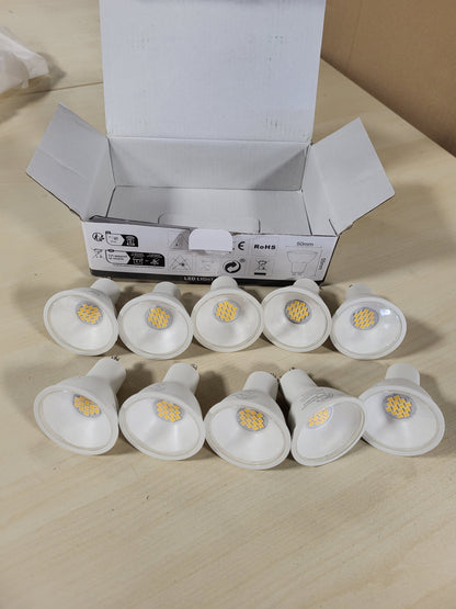 214086 - Llampa LED GU10 Klasa A, 2.9W (ekuivalente me 50W), 520LM, E bardhë e ngrohtë 3000K, Kënd rrezeje 100°, Pa errësim, Pako me 10 copë