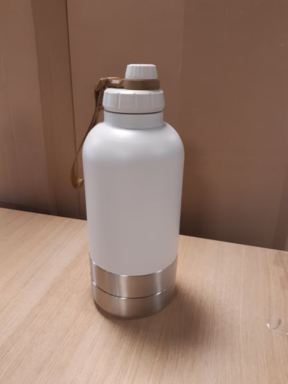245779 - GRANDTIES Shishe Uji Portative e Izoluar për Qen, 2 dozatorë të shkëputshëm, Enë udhëtimi për ushqim për qen (1890 mL, e bardhë fildhisi)