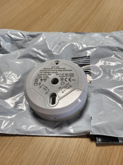 247818 - TRANSMEDIA Transformator halogjeni LT5-3L, 230/12V/35-105W, mbrojtje nga mbingarkesa, mbrojtje nga temperatura, pa rënie, 85 x 32 mm