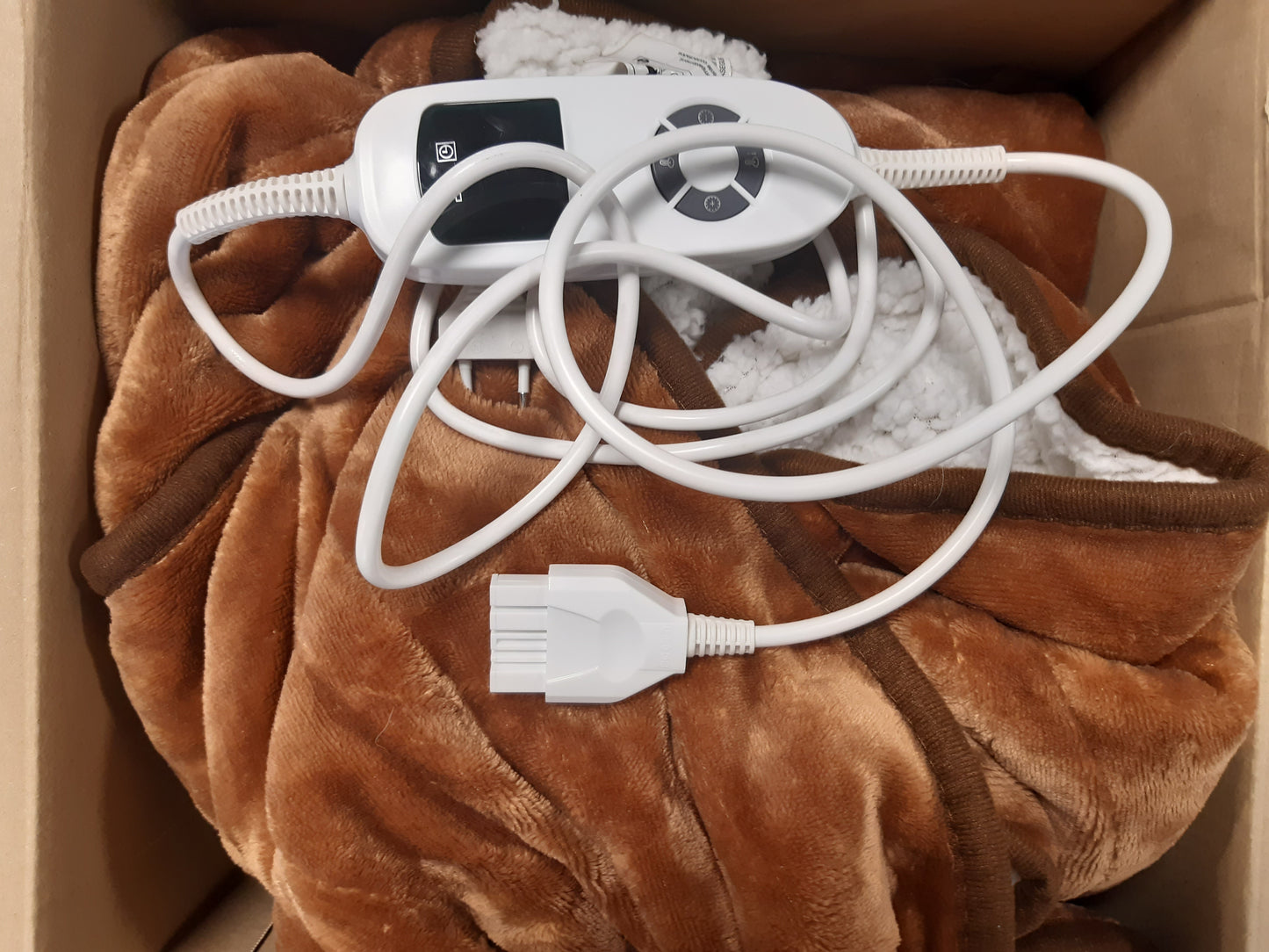 251340 - HOMLYNS Batanije elektrike me ngrohje, 180×130cm, Flanel & Sherpa, 9 cilësime temperature, fikje automatike, ngjyrë kafe