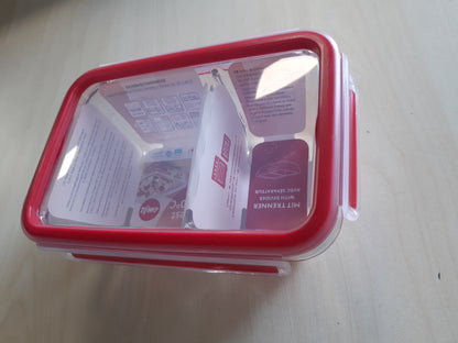 257864 - EMSA Clip & Close Enë qelqi për ruajtjen e ushqimit 0.8 L, drejtkëndëshe, 100% e papërshkueshme nga rrjedhjet, e sigurt për lavastovilje, frigorifer, furrë dhe mikrovalë, e kuqe, transparente, N10407
