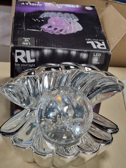 213649 - REALITY LEUCHTEN Llambë tavoline SHELLY R57731106, plastikë kromi, LED 0.8 vat, që ndryshon ngjyrë