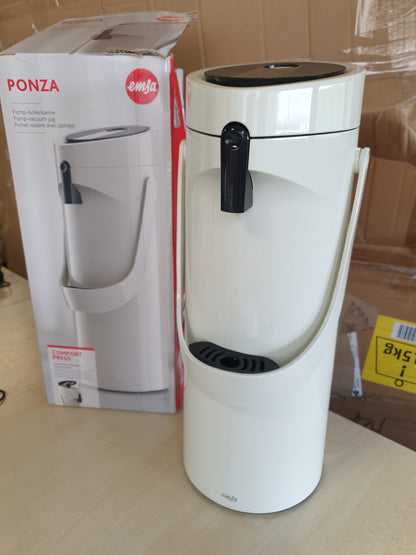 221802 - EMSAGMBH 515707 Ponza ISO Termos Shishe 1.9 l, Çelik Inoks, 17 x 16.5 x 39 cm, i Bardhë