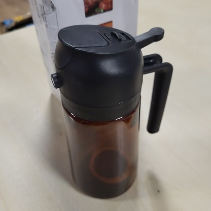207208 - YZPKLHW Spërkatës Vaji për Gatim, Dozator 2-në-1 me Kapacitet 470ml, Mbrojtje nga Rrezet UV, për Tiganisje me Ajër, Gatim, Sallatë dhe Pjekje në Skarë, Ngjyra Kafe