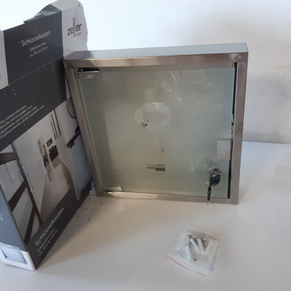 214150 - ZELLER Kuti çelësash, çelik inox/qelq, afërsisht 30 x 30 x 6 cm