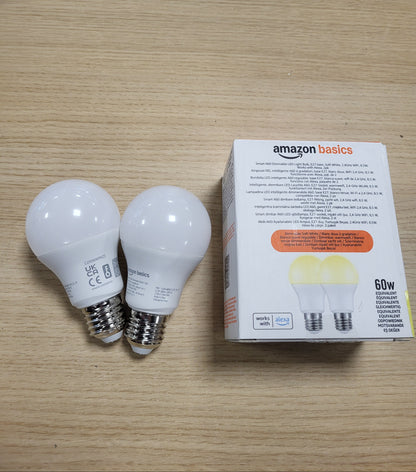 215481 - AMAZON BASICS Llambë LED inteligjente, me errësim, E27, e bardhë e butë, 8W (ekuivalente me 60W), pako me 2