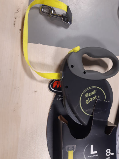 217801 - flexi® RRIP Giant L 8 m i zi/i verdhë neoni, i tërheqshëm për qen deri në 50 kg