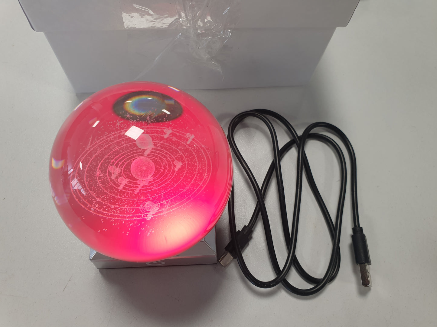 168930 - YUHTECH Top Kristali 3D i Sistemit Diellor me Bazë LED, Dritë Nate USB, Material: Kristal, Dhuratë për Ditëlindje apo Ditën e Shën Valentinit, Përshtatet për Fëmijë, Miq dhe Çifte