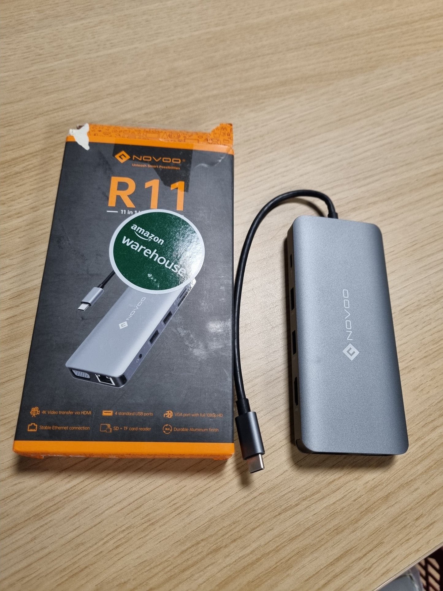 266497 - NOVOO Stacion Dokimi USB C 11 me 1, Adaptues Multi-Plug USB C, 4K@60Hz HDMI, 4 Porta USB-A, SD/TF, Ethernet 1 Gbps, VGA, PD 100W, 3.5 mm për MacBook, DELL, HP, Lenovo Thinkpad