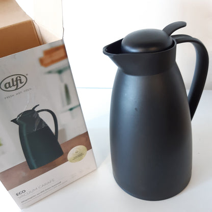 247721 - ALFI ECO Karafe e izoluar 1.0l, e zezë, me futje qelqi të temperuar, kapak me mbyllje rrotulluese, derdhje me një dorë, pa BPA