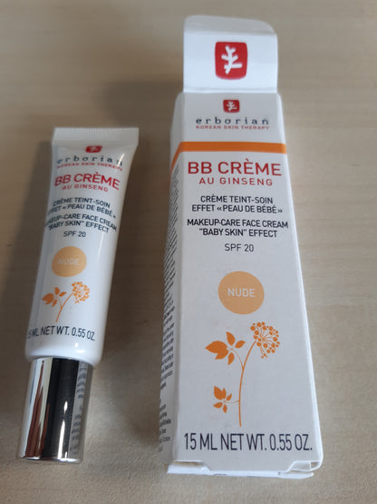 214999 - ERBORIAN Krem BB me Xhensen, Krem me Ngjyrë, Kujdes Korean për Fytyrën 5-në-1 me SPF 20, Ngjyrë Nude, 15 ml