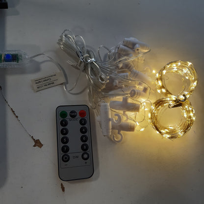 168635 - BTFARM Perde LED 2x2m me 200 Drita, Kontrolli me Telekomandë, 8 Mode, Kohëmatësi, Energji USB, Rezistent ndaj Ujit, përdorim për Dhomë Gjumi, Festë, Dekorim Krishtlindjesh; Ngjyra: E Bardhë e Ngrohtë