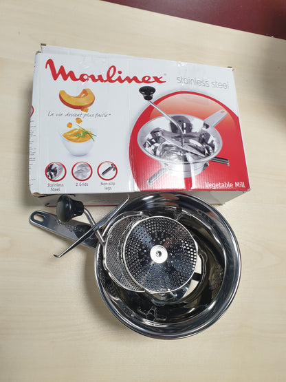 240266 - MOULINEX Mulli Perimesh Classic Manual, prej Çeliku Inoks, Model i Vogël, Bluarje e Lehtë, Pure, Supa, Komposto, I Sigurt për Lavatriçe, Prodhuar në Francë, A40106