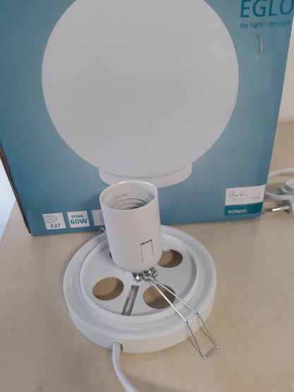 200133 - EGLO RONDO - Llambë Tavoline me 1 Dritë, Materiali: Qelq, Ngjyra: e Bardhë Mat Opal, Priza: E27, Përfshirë Çelësin