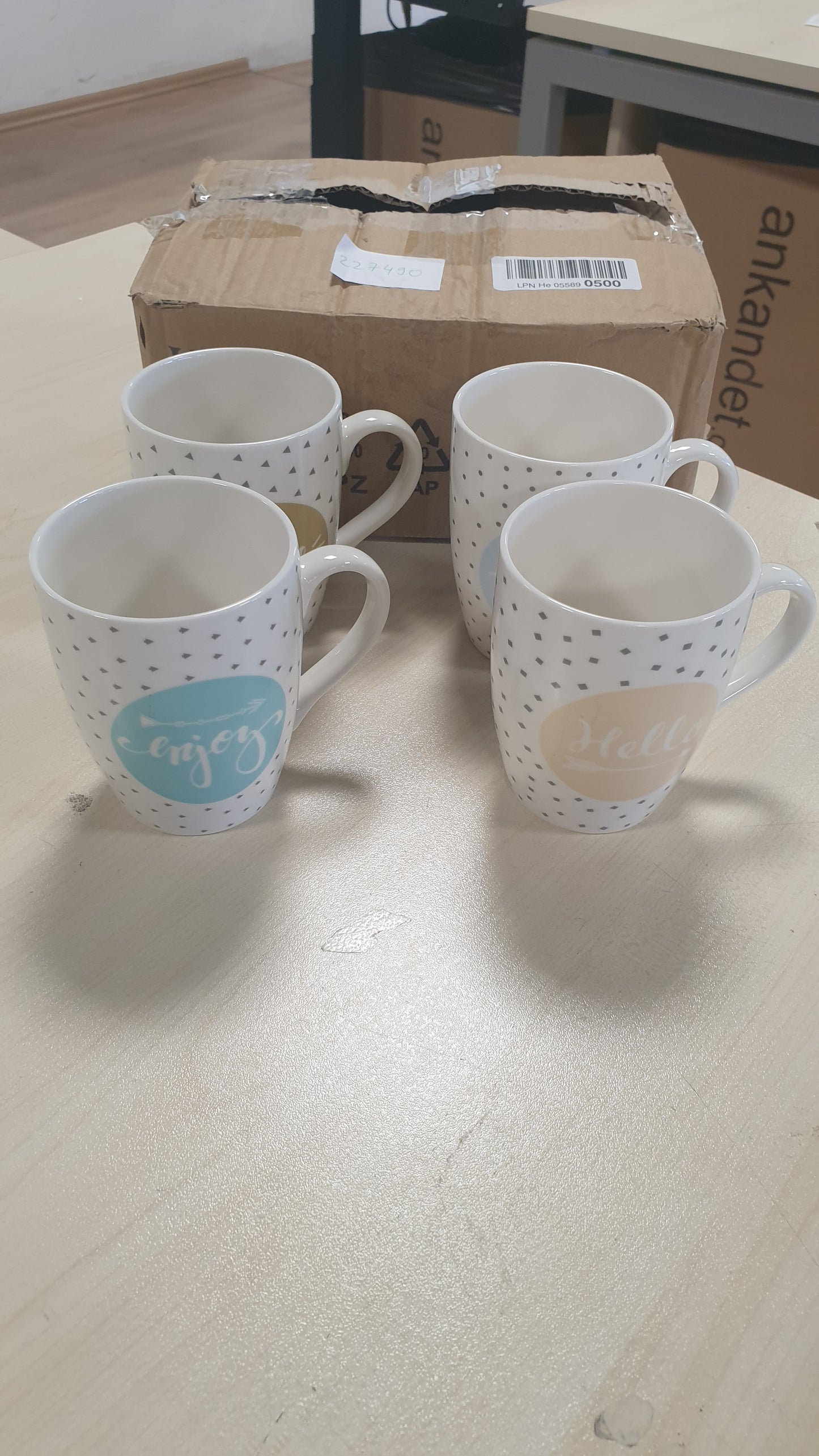 227490 - H&H VHERA – Set me 6 Filxhanë prej guri, 350 cc, Dizajn i Përzier, për Kafe, Çaj, Çokollatë të Nxehtë