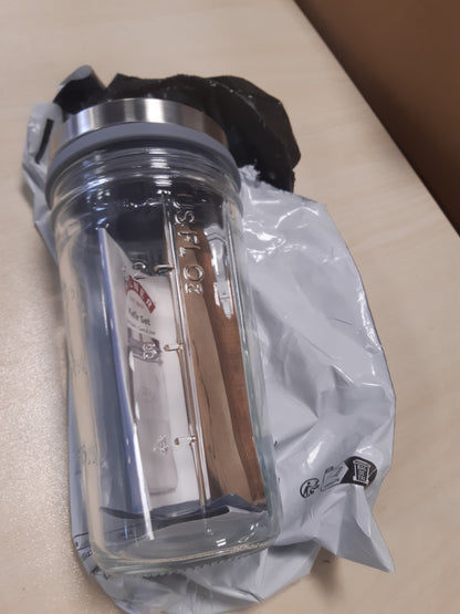 196710 - KILNER Set Kefiri | Kavanoz prej Qelqi 500 ml me Grykë të Gjerë, Kapak prej Çeliku Inox, Vulë Site Silikoni, Lugë Matëse prej Druri Ahu | Set Fillestar për Fermentim Kefiri dhe Kombucha