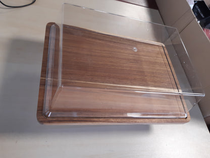 261332 - YEQQZQ Mbajtëse tortë prej druri me kapak, Set 2 në 1, ekran për pjatë tortë, akrilike
