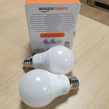 252561 - AMAZON BASICS Llambë LED Inteligjente, E27, 8W (ekuivalente me 60W), Funksionon vetëm me Alexa, Pako me 2