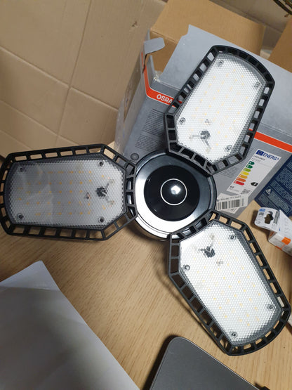 250896 - OSRAM Llambë tavani Highbay Blade, 60 W, 6500 lm, alumini, krahë ndriçimi të rregullueshëm, fileto vidë E27, diametër 337.5 mm, IP20